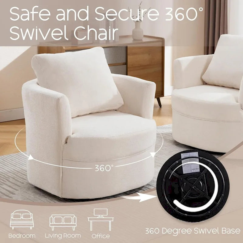 HOMYKA Swivel Accent Barrel Chair Round Arm Chair with Pillow Set 2