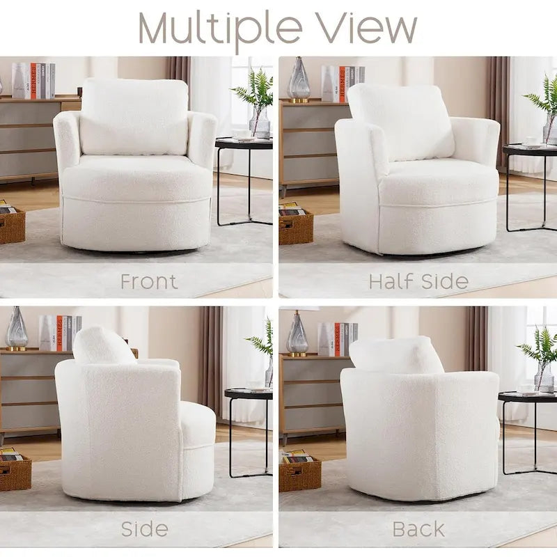 HOMYKA Swivel Accent Barrel Chair Round Arm Chair with Pillow Set 2