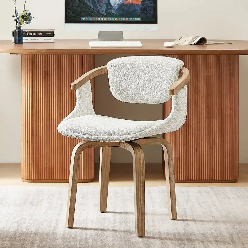 Art Leon Swivel Upholstered and Wood Accent Chair