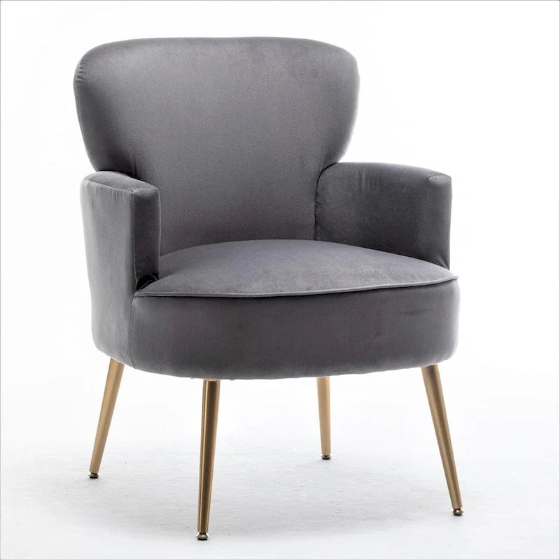 Fauteuil élégant en velours US Pride Furniture avec pieds en métal doré, chaise d'appoint confortable