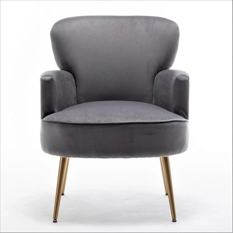 Fauteuil élégant en velours US Pride Furniture avec pieds en métal doré, chaise d'appoint confortable