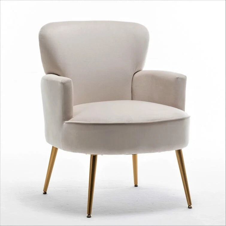 Fauteuil élégant en velours US Pride Furniture avec pieds en métal doré, chaise d'appoint confortable