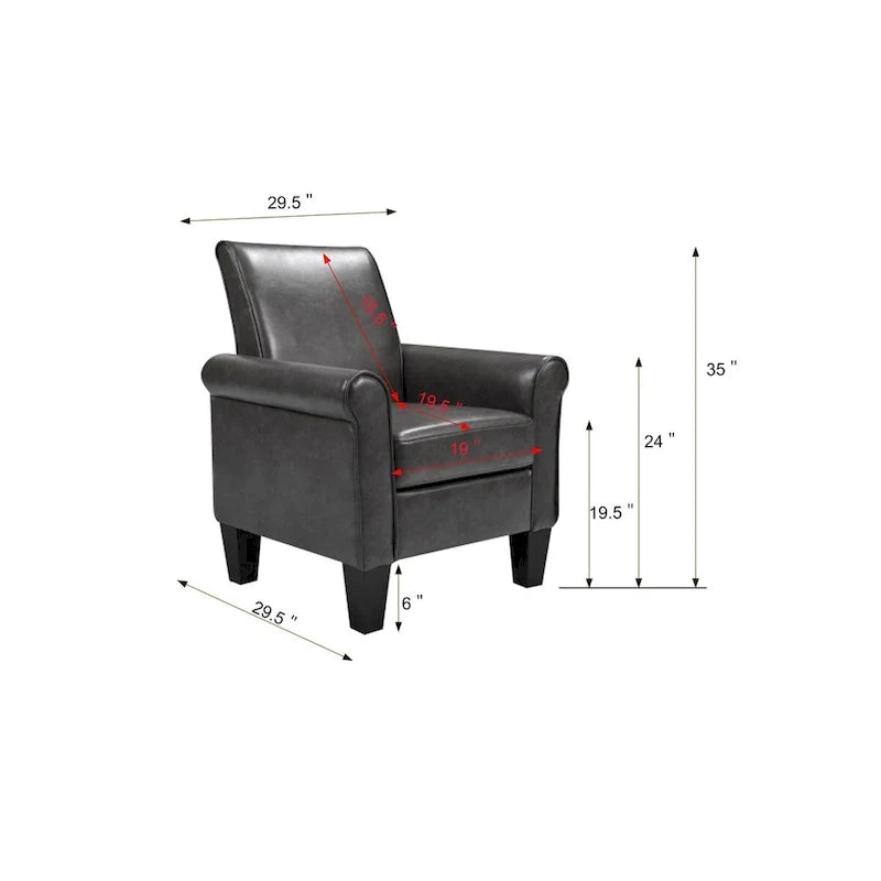 Fauteuil d'appoint moderne en cuir synthétique, lot de 1