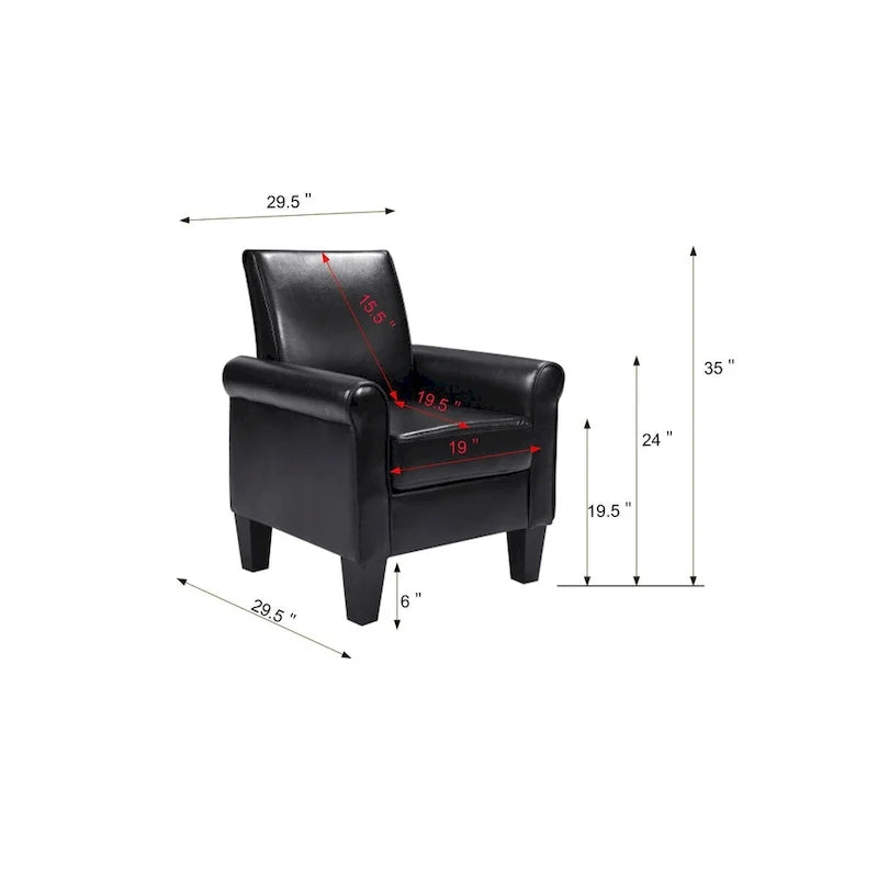 Fauteuil d'appoint moderne en cuir synthétique, lot de 1