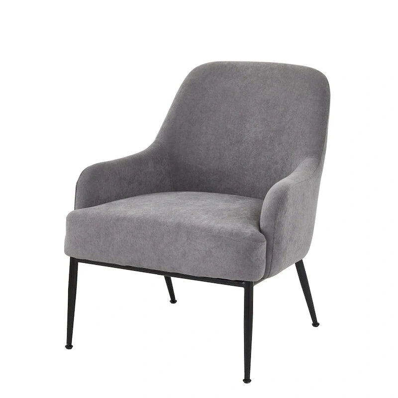 Fauteuil d'appoint d'intérieur en velours du milieu du siècle avec accoudoirs inclinés