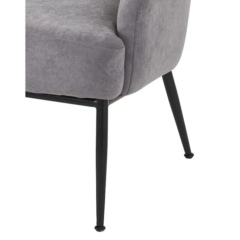 Fauteuil d'appoint d'intérieur en velours du milieu du siècle avec accoudoirs inclinés