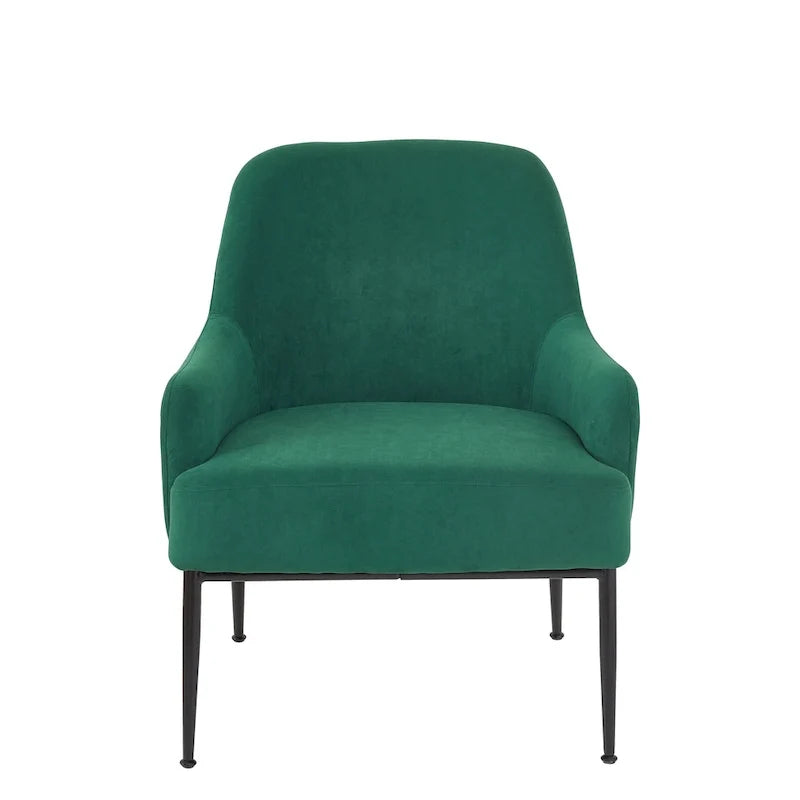 Fauteuil d'appoint d'intérieur en velours du milieu du siècle avec accoudoirs inclinés