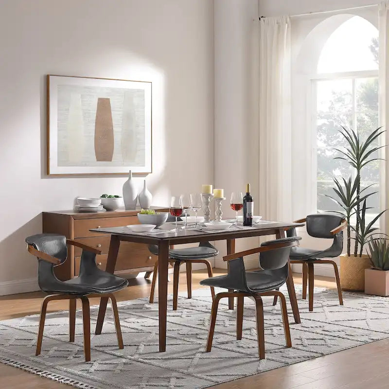 Art Leon Lot de 4 chaises pivotantes en bois et similicuir