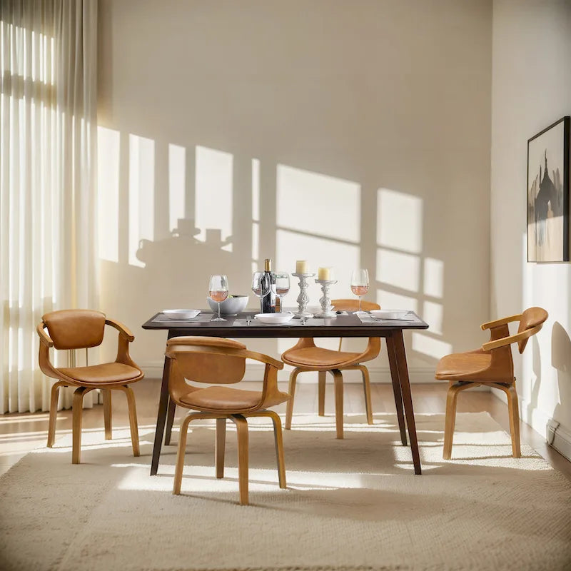 Art Leon Lot de 4 chaises pivotantes en bois et similicuir
