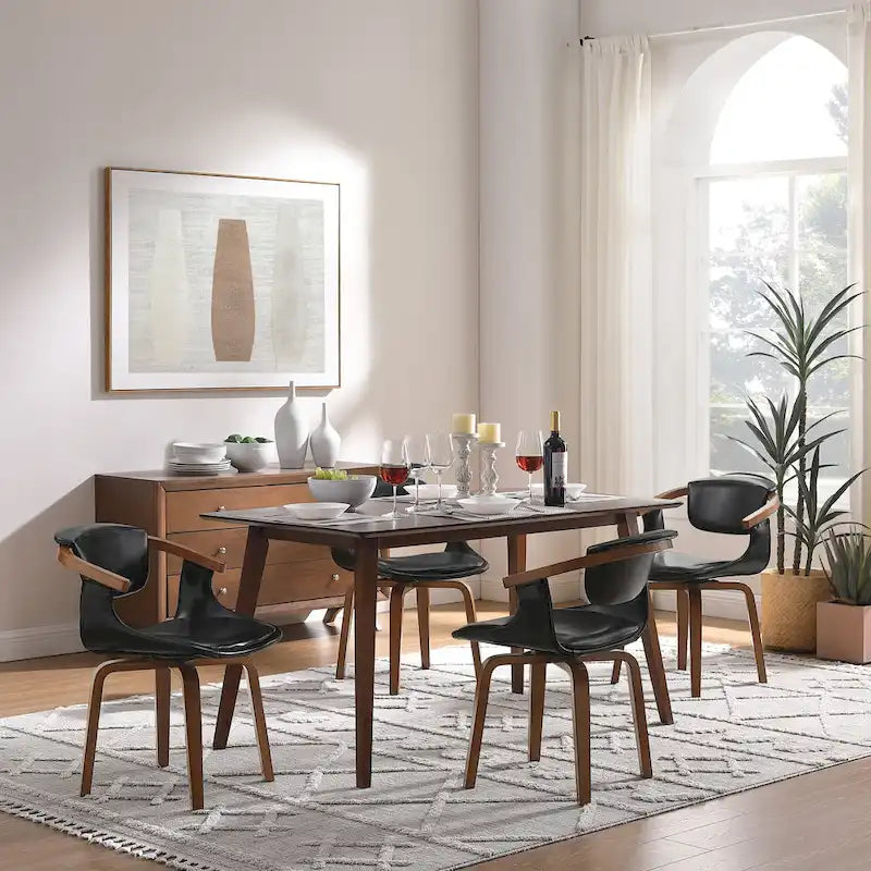 Art Leon Lot de 4 chaises pivotantes en bois et similicuir
