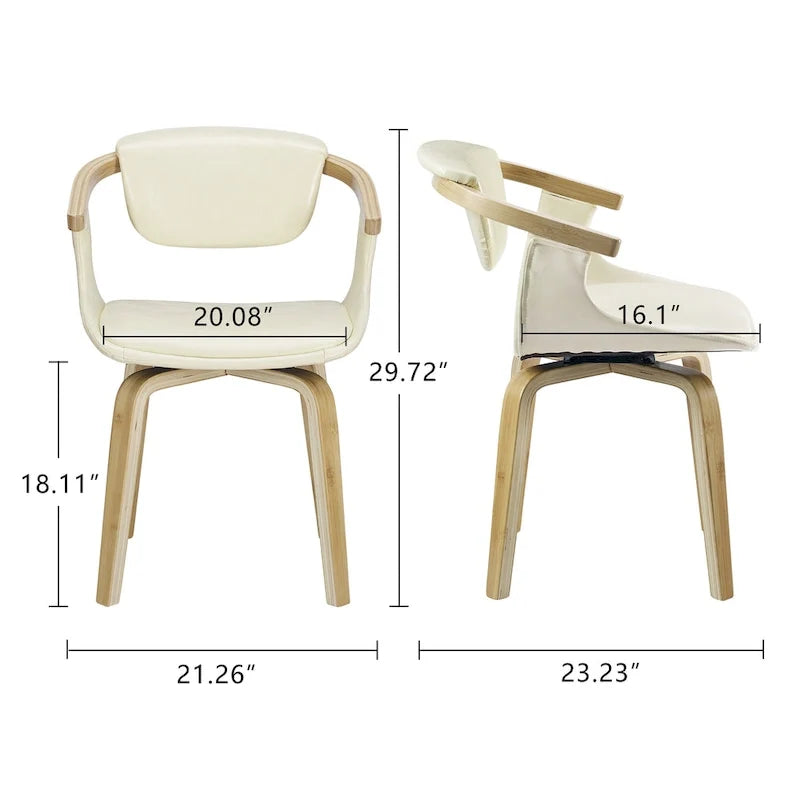 Art Leon Lot de 4 chaises pivotantes en bois et similicuir