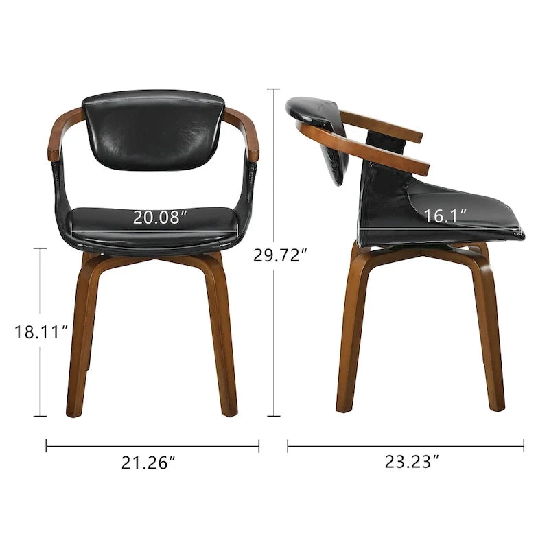 Art Leon Lot de 4 chaises pivotantes en bois et similicuir