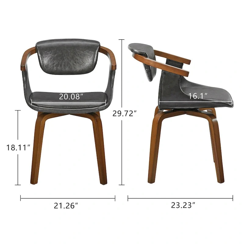 Art Leon Lot de 4 chaises pivotantes en bois et similicuir