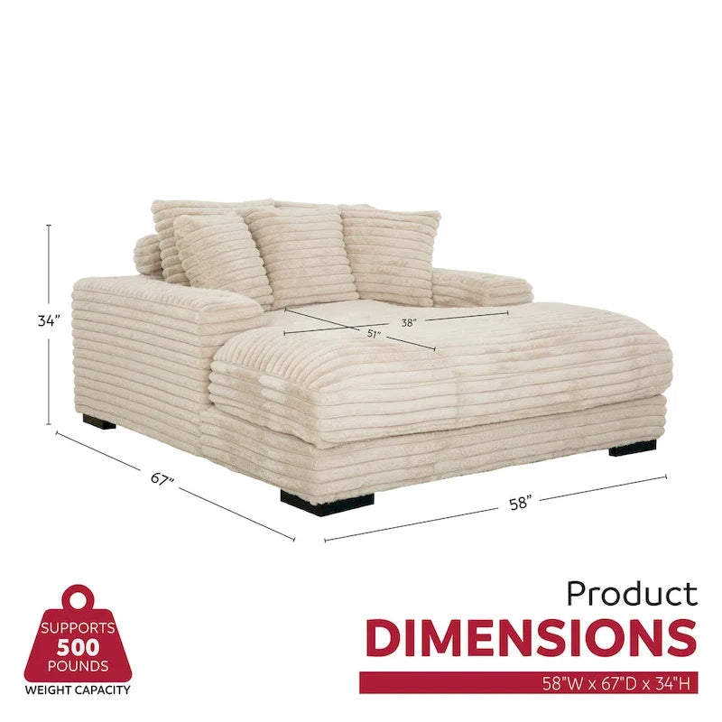 Chaise Longue Surdimensionnée Cocoon avec Porte-gobelet et Ports USB