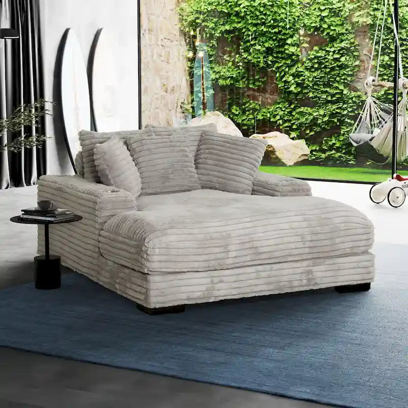 Chaise Longue Surdimensionnée Cocoon avec Porte-gobelet et Ports USB