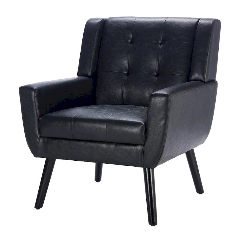 Modern Soft Leather Material Ergonomics Accent Chair Living Room Chair Bedroom Chair Home Chair With Black Legs For Indoor Home