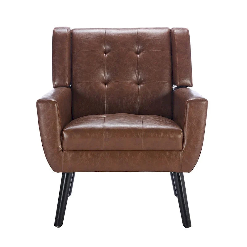 Modern Soft Leather Material Ergonomics Accent Chair Living Room Chair Bedroom Chair Home Chair With Black Legs For Indoor Home