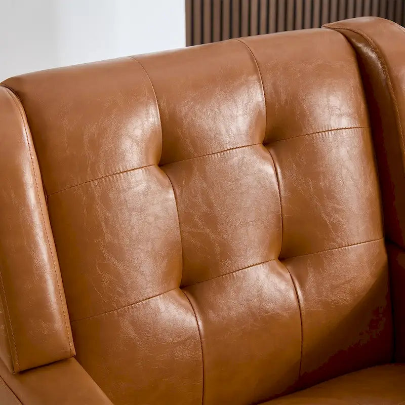 Modern Soft Leather Material Ergonomics Accent Chair Living Room Chair Bedroom Chair Home Chair With Black Legs For Indoor Home