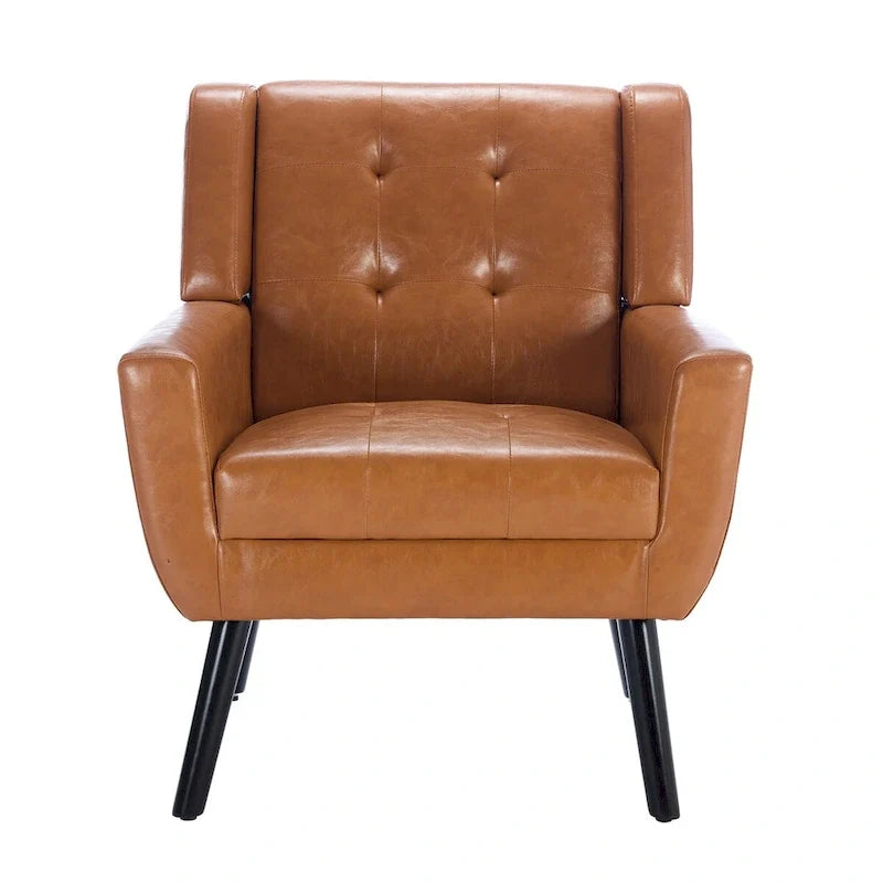 Modern Soft Leather Material Ergonomics Accent Chair Living Room Chair Bedroom Chair Home Chair With Black Legs For Indoor Home