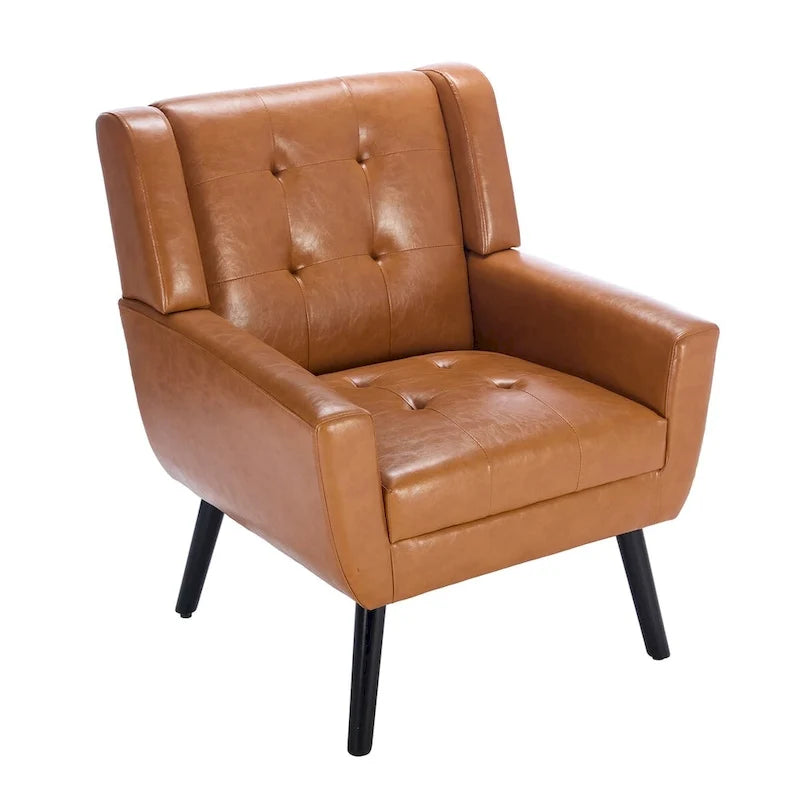 Modern Soft Leather Material Ergonomics Accent Chair Living Room Chair Bedroom Chair Home Chair With Black Legs For Indoor Home