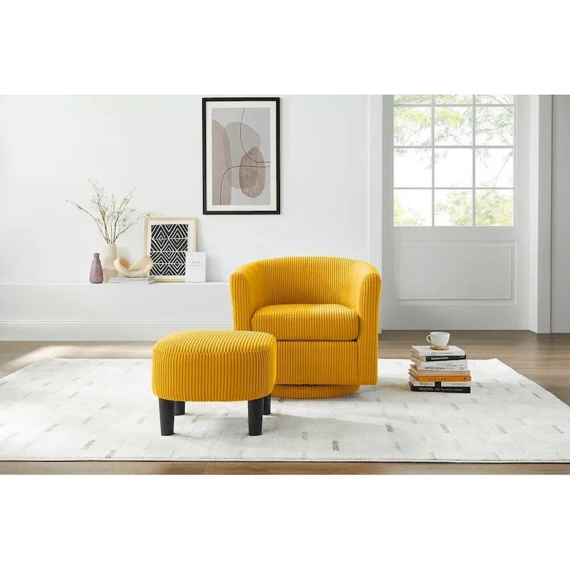 Swivel Accent Single Sofa Chair with Ottoman