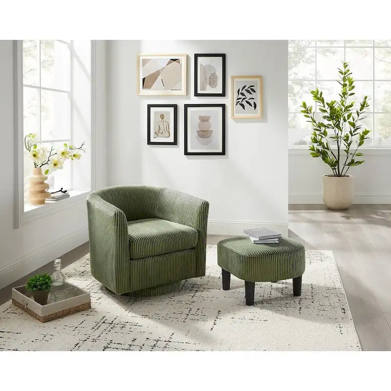 Swivel Accent Single Sofa Chair with Ottoman