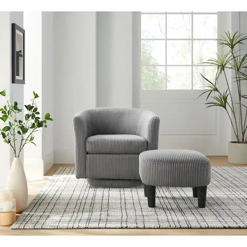 Swivel Accent Single Sofa Chair with Ottoman