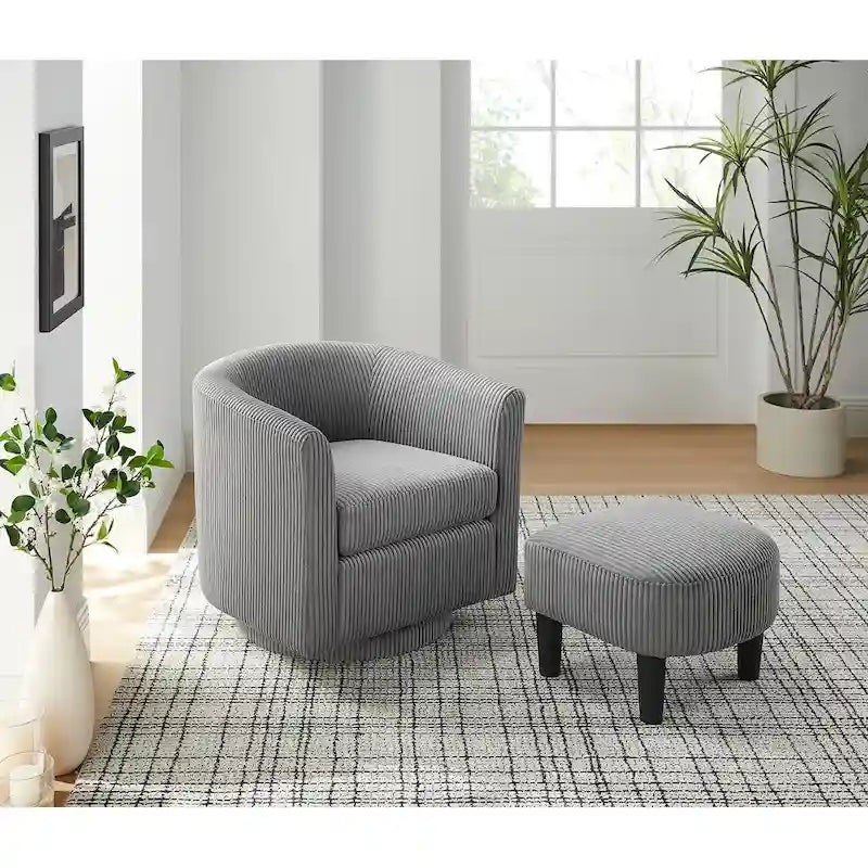 Swivel Accent Single Sofa Chair with Ottoman