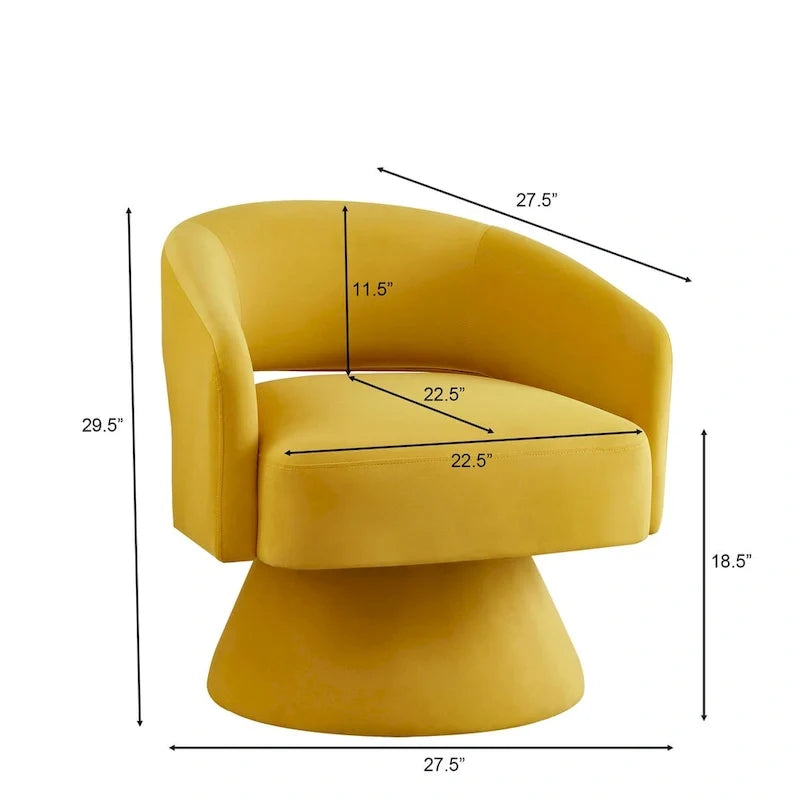 Upholstered Velvet Swivel Accent Chairs with Open Backrest