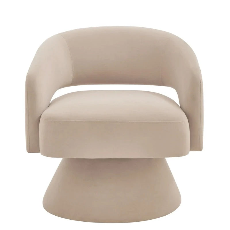 Upholstered Velvet Swivel Accent Chairs with Open Backrest
