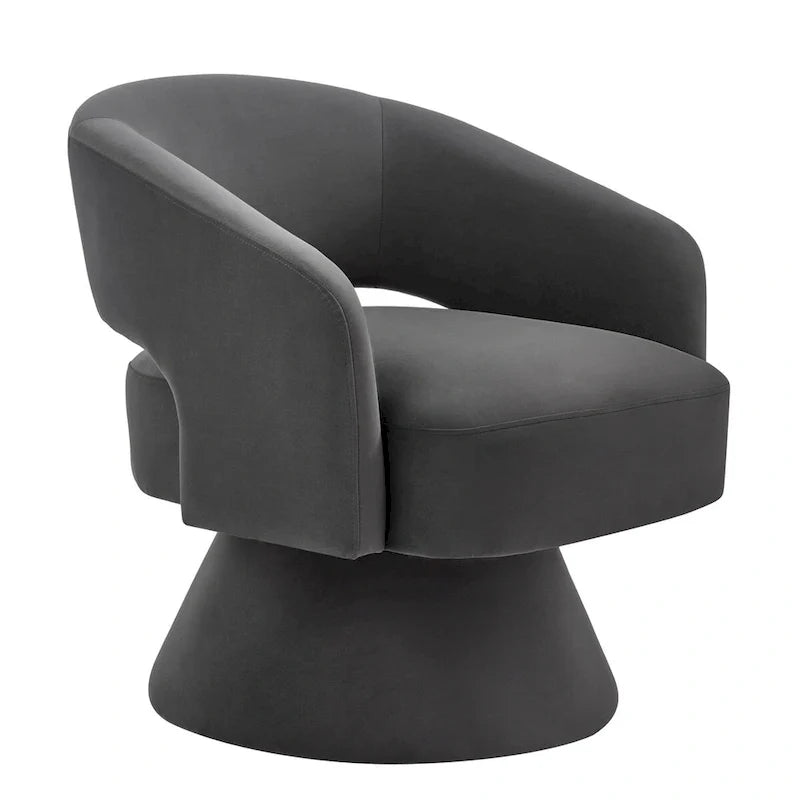 Upholstered Velvet Swivel Accent Chairs with Open Backrest