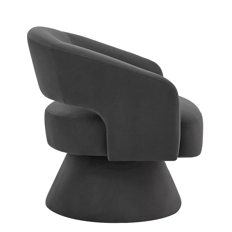 Upholstered Velvet Swivel Accent Chairs with Open Backrest
