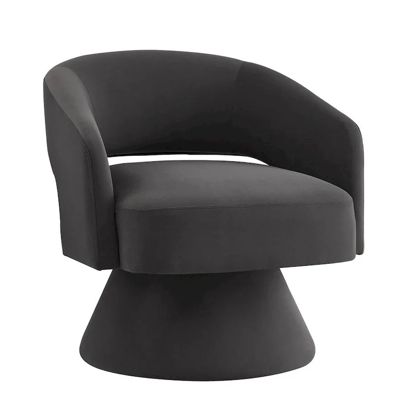 Upholstered Velvet Swivel Accent Chairs with Open Backrest