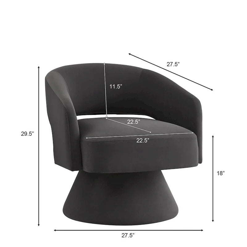 Upholstered Velvet Swivel Accent Chairs with Open Backrest