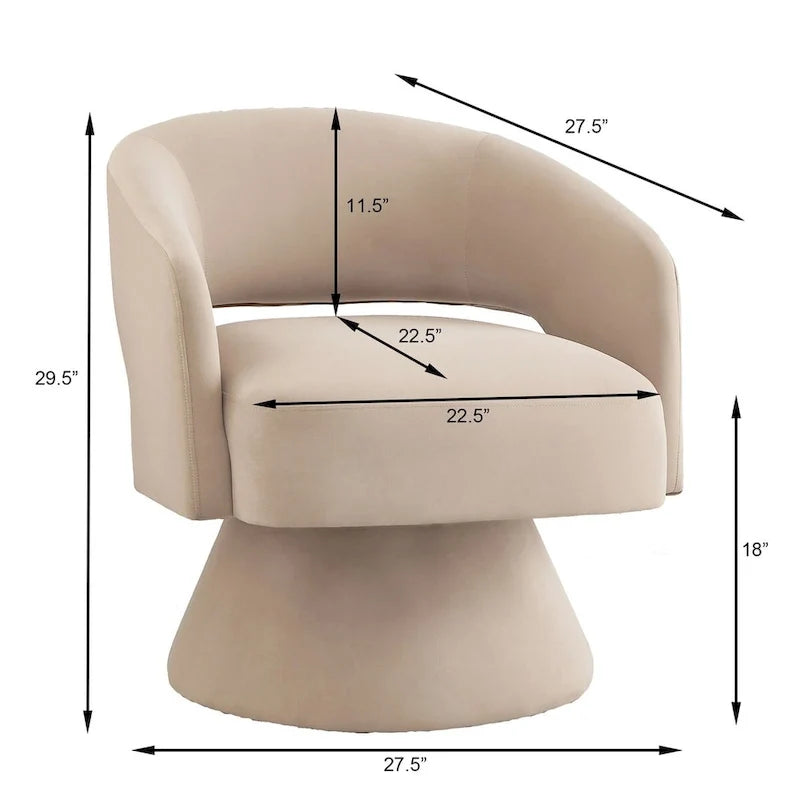 Upholstered Velvet Swivel Accent Chairs with Open Backrest