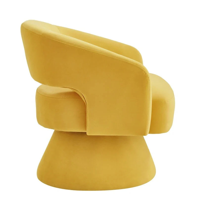Upholstered Velvet Swivel Accent Chairs with Open Backrest