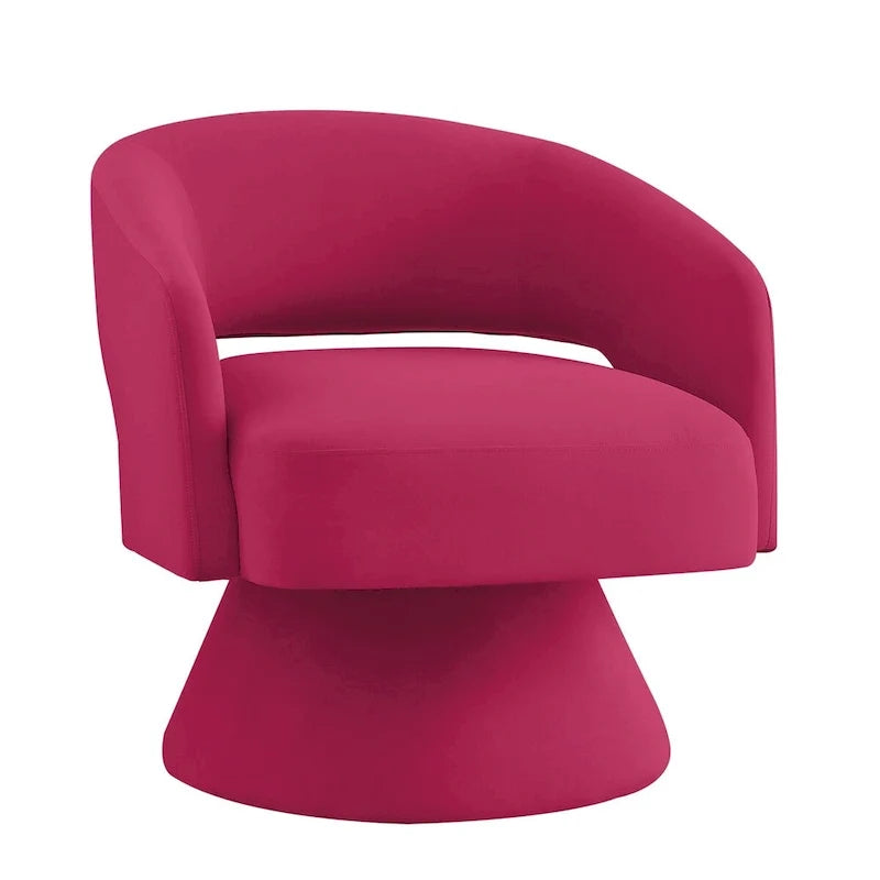 Upholstered Velvet Swivel Accent Chairs with Open Backrest