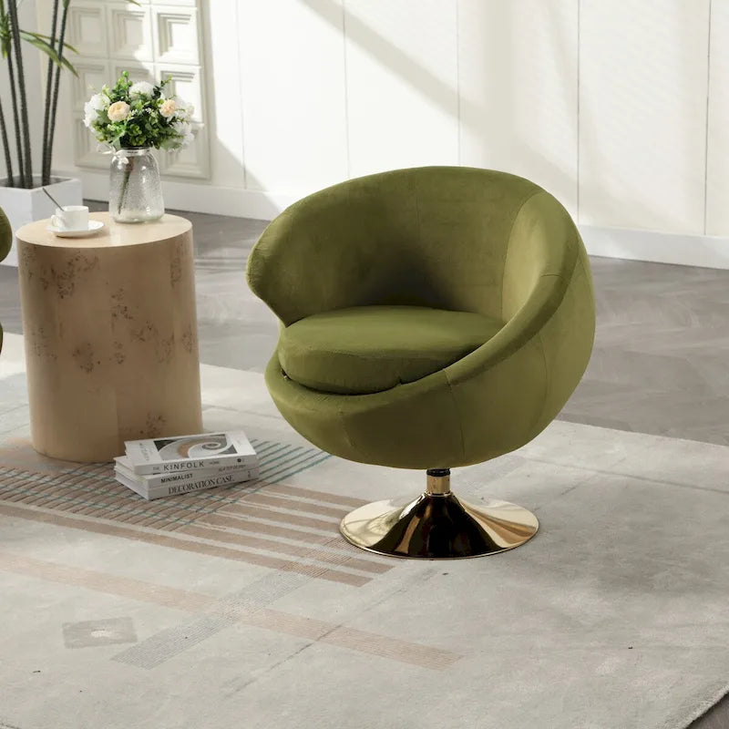 HOMEFUN Velvet 360 Degree Swivel Left Cuddle Barrel Accent Chairs