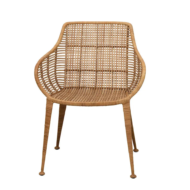 Fauteuil en rotin et métal