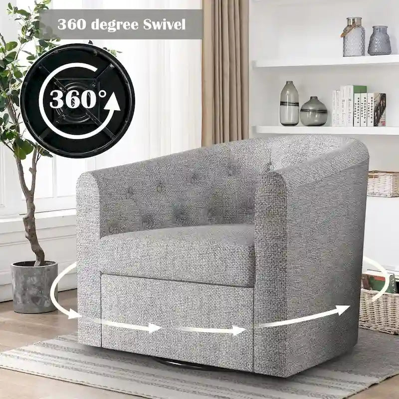 Swivel Cuddle Fabric Accent Chair with Button-Tufting