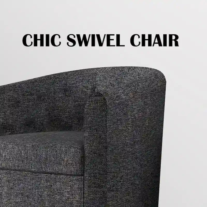 Swivel Cuddle Fabric Accent Chair with Button-Tufting