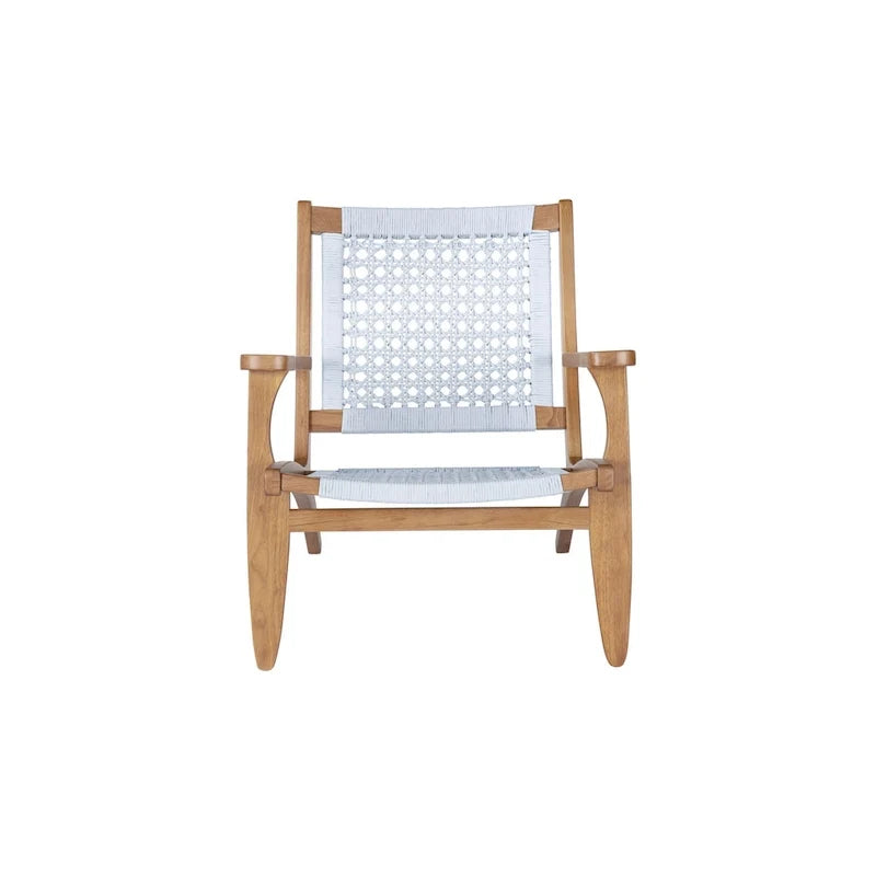Heor 29 Inch Accent Chair, Hexagon Rope Woven Back, Seat, Brown, Gray