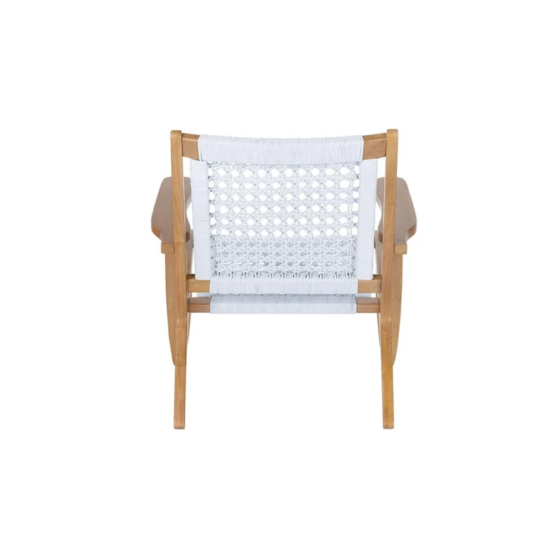Heor 29 Inch Accent Chair, Hexagon Rope Woven Back, Seat, Brown, Gray
