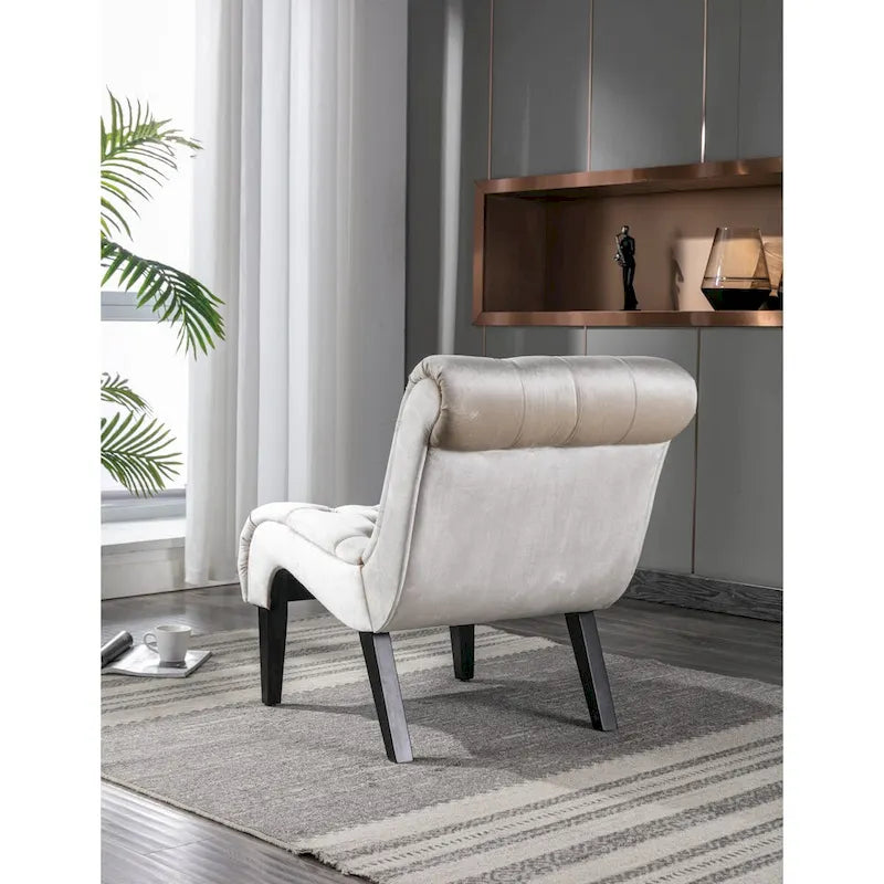 Chaise d'appoint sans accoudoirs en velours, chaise slipper capitonnée, chaise d'appoint, chaise longue