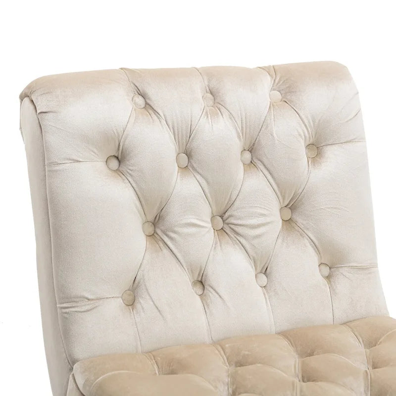 Chaise d'appoint sans accoudoirs en velours, chaise slipper capitonnée, chaise d'appoint, chaise longue