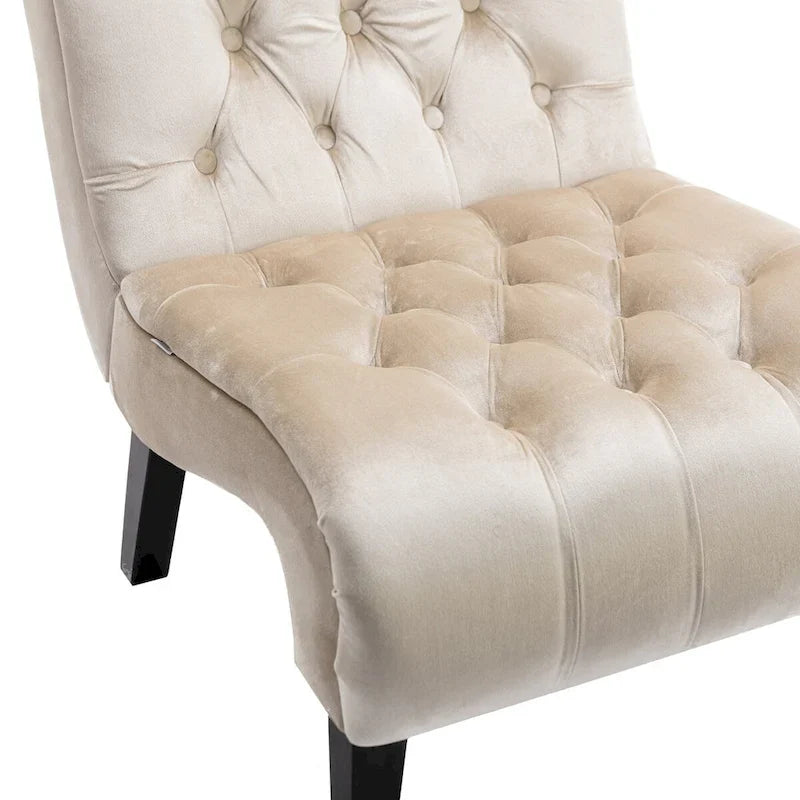 Chaise d'appoint sans accoudoirs en velours, chaise slipper capitonnée, chaise d'appoint, chaise longue
