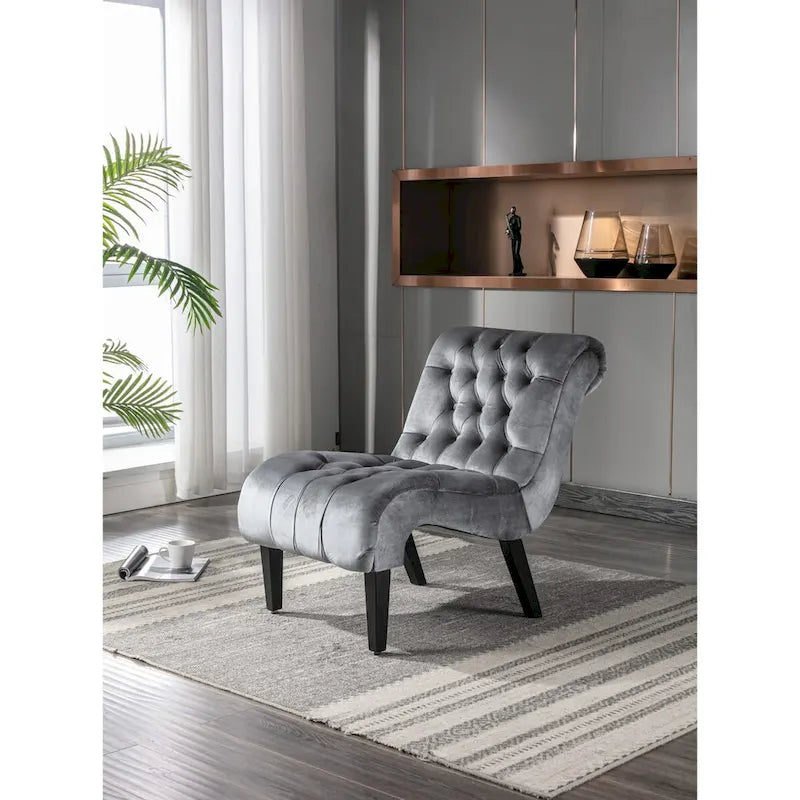Chaise d'appoint sans accoudoirs en velours, chaise slipper capitonnée, chaise d'appoint, chaise longue