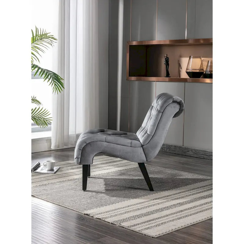Chaise d'appoint sans accoudoirs en velours, chaise slipper capitonnée, chaise d'appoint, chaise longue