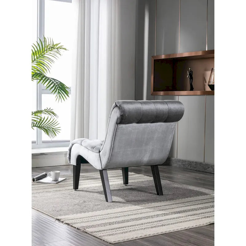 Chaise d'appoint sans accoudoirs en velours, chaise slipper capitonnée, chaise d'appoint, chaise longue