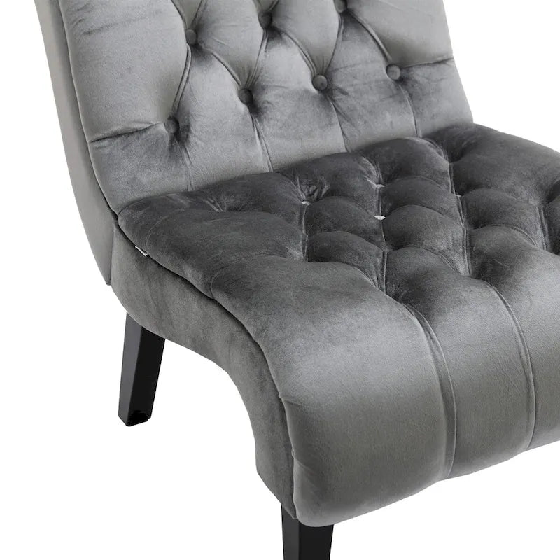 Chaise d'appoint sans accoudoirs en velours, chaise slipper capitonnée, chaise d'appoint, chaise longue